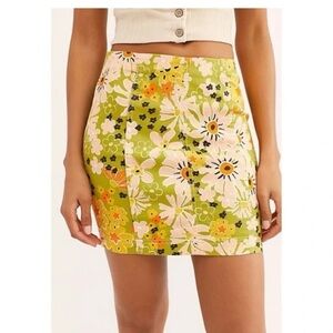 Free People Floral Green Skirt